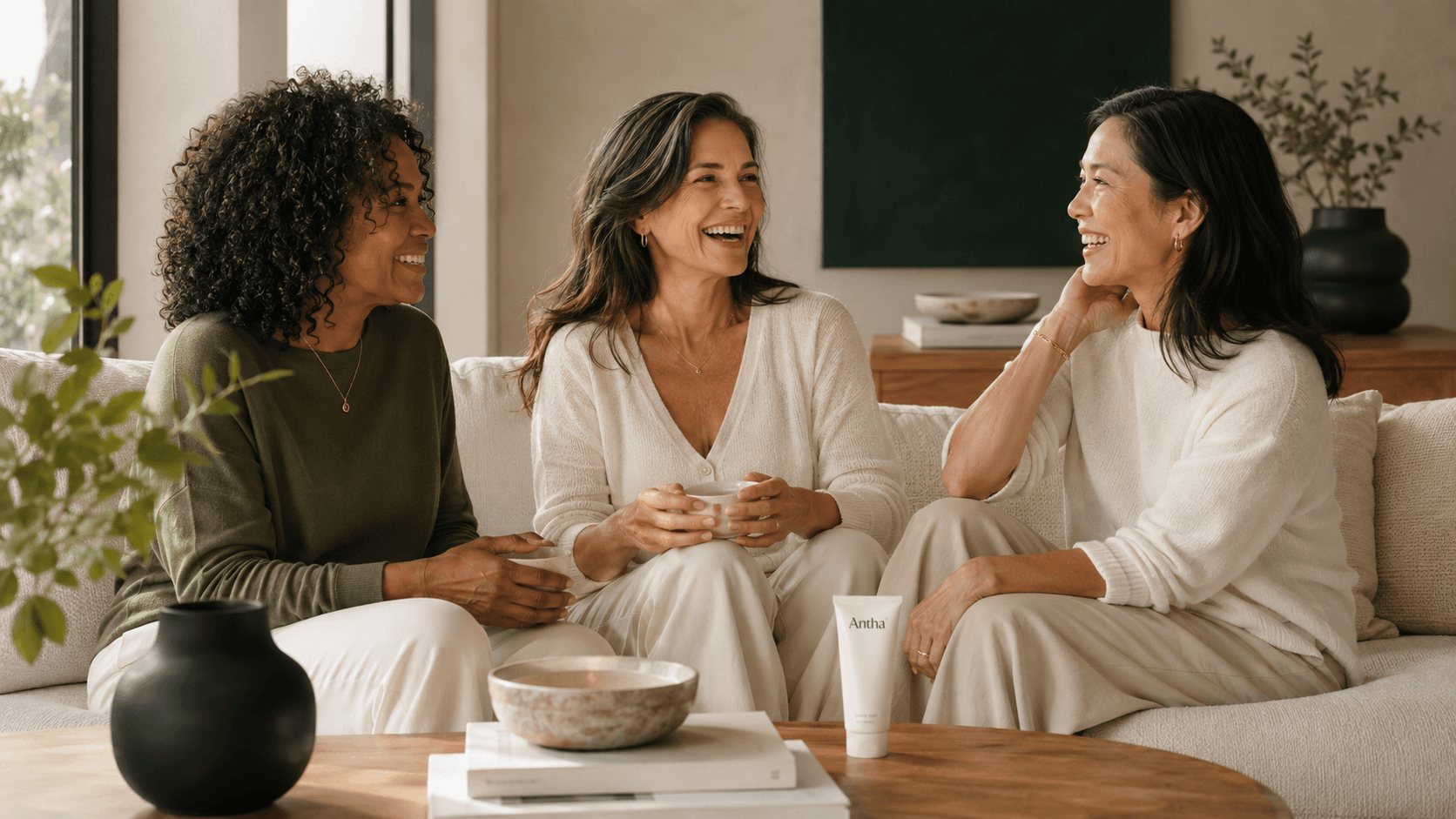 Three women together at home